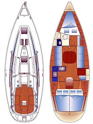 Bavaria 36 - 3 Kabinen / 1 Bad Innenansicht