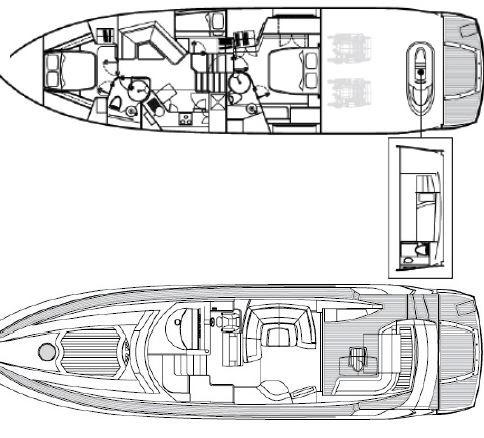 Sunseeker Predator 62 - 3 + 1 cab Grundriss