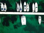 Cala dei Sardi (Portisco)-il marina pontile barche dall alto