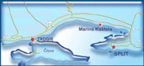 Marina Kastela-Charter Kroatien MArina Kastela Landkarte